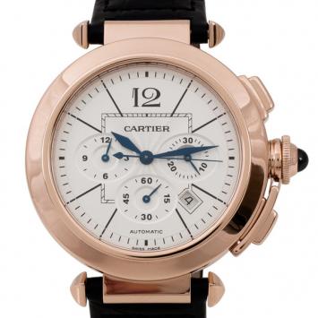 Cartier Pasha 18K Rose Gold Leather Chronograph Unisex Wristwatch 42 MM