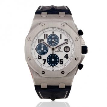 Pre Owned Audemars Piguet Royal Oak Offshore SS Leather Tachymeter Mens Wristwatch 42 MM