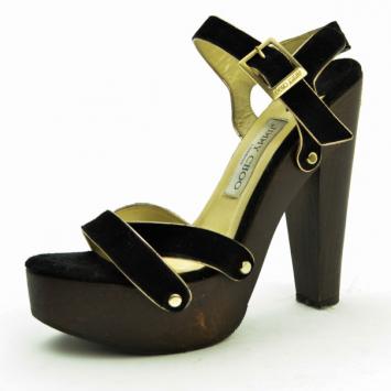 Jimmy Choo Black Suede Corliss Platform Sandals Size 38 