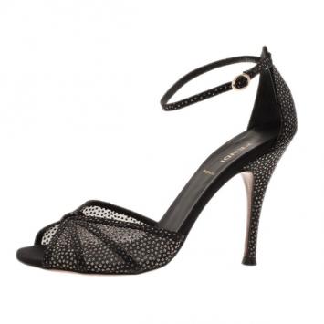 Fendi Black Studded Satin Ankle Strap Sandals Size 38