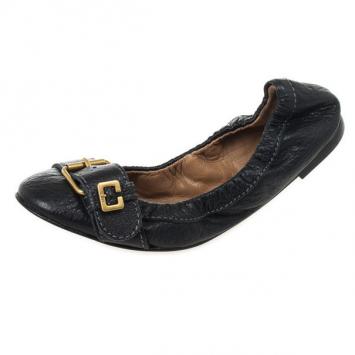 Chloé Black Leather Buckle Ballet Flats Size 36