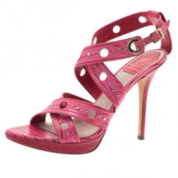 Dior Pink Leather Dior Bubble Platform Sandals Size 39.5