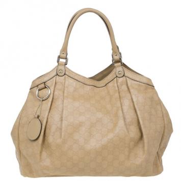 Gucci Beige Guccissima Sukey Hobo