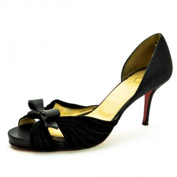 Christian Louboutin Black Suede &amp; Linen Lady Turner D'orsay Pumps Size 40