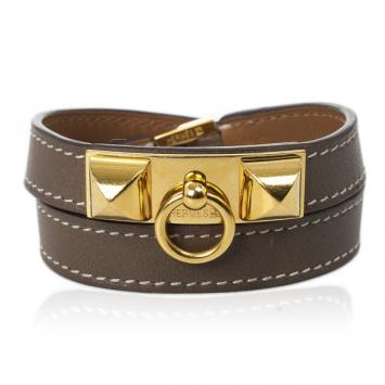Hermes Rivale Double Tour Leather Bracelet