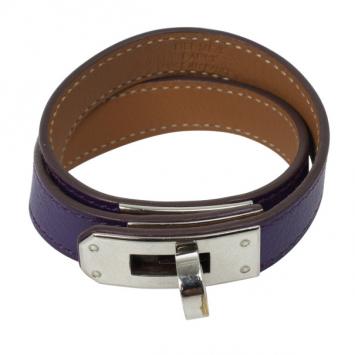 Hermes Kelly Double Tour Purple Leather Bracelet