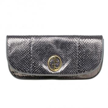 Gucci Metallic Python 1973 Gunmetal Clutch