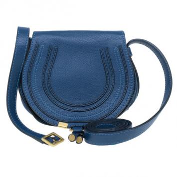 Chloe Blue Leather Mini Marcie Crossbody