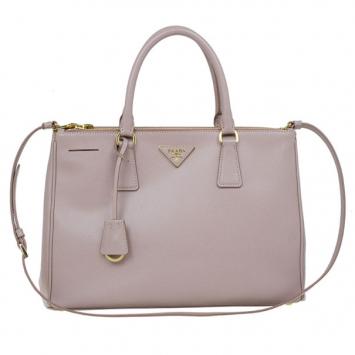 Prada Pink Saffiano Lux Double Zip Tote