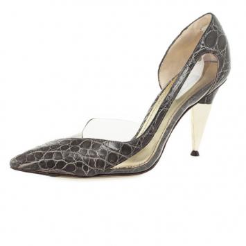 Dolce and Gabbana Croc Embossed Pointed Toe D'orsay Pumps Size 40
