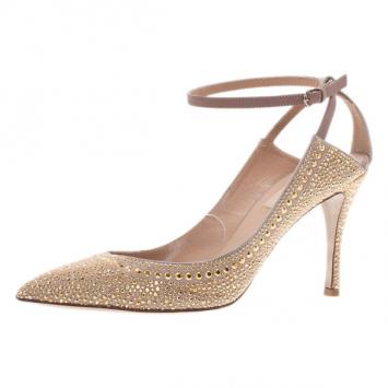 Valentino Beige Suede Studded Ankle Strap Sandals Size 39