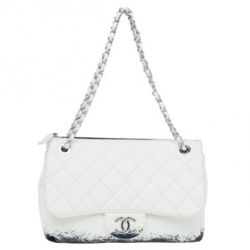 Chanel White Limited Edition Blizzard Jumbo Flap Bag