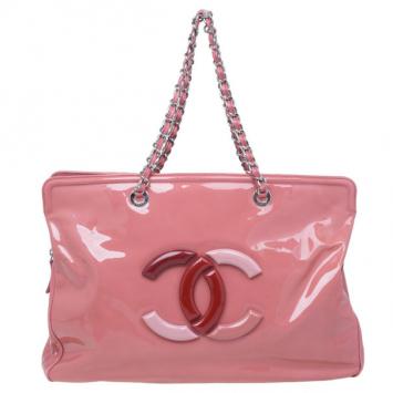 Chanel Pink Patent Leather CC Lipstick Tote