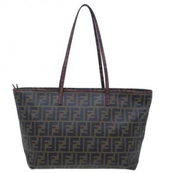 Fendi Brown Zucca Canvas Roll Tote