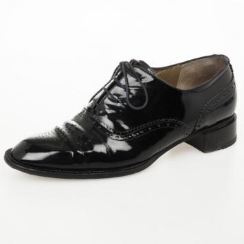 Pre Owned Yves Saint Laurent Black Patent Brogue Oxford Shoes Size 37.5