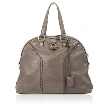 Yves Saint Laurent Oversized Grey Leather Muse Bag