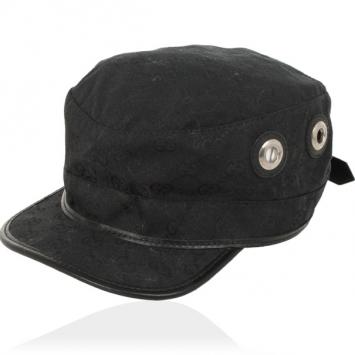 Pre Owned Gucci Black Guccissima Cap With Grommets and Horsebit Buckle