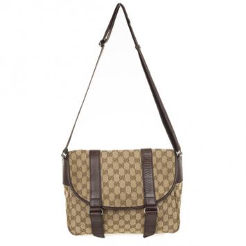 Gucci Brown Ebony GG Canvas Messenger Bag