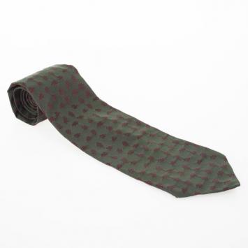Pre Owned Salvatore Ferragamo Green Burgundy Silk Tie