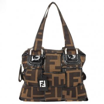 Fendi Zucca Canvas Woven Crossword Bag