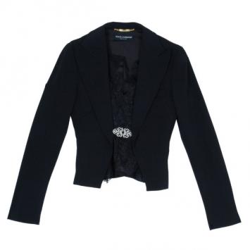 Dolce and Gabbana Black Blazer With Lace Insert S