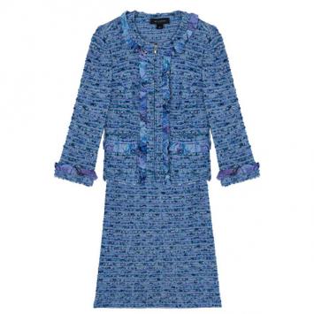 St. John Blue Tweed Skirt Suit S