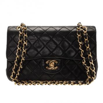 Chanel Black Classic Lambskin Small Double Flap Shoulder Bag