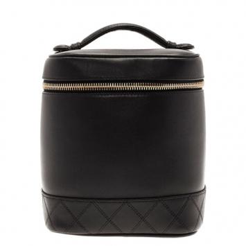 Pre Owned Chanel Black Calfskin Vanity Bag