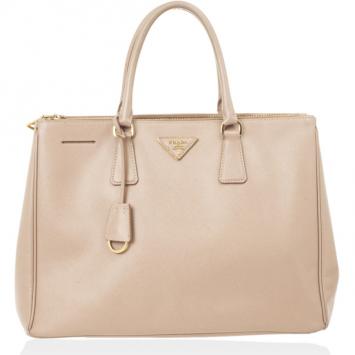 Prada Light Pink Saffiano Lux Double Zip Tote 