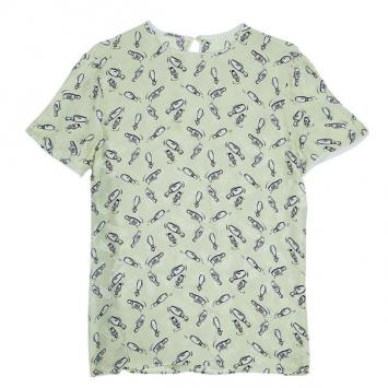 Miu Miu Yellow Bottle Printed Silk Top M