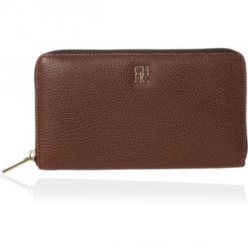 Carolina Herrera Large Brown Leather Zip Around Wallet