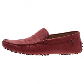 Pre Owned Tod's for Ferrari Red Leather Loafers Size 40