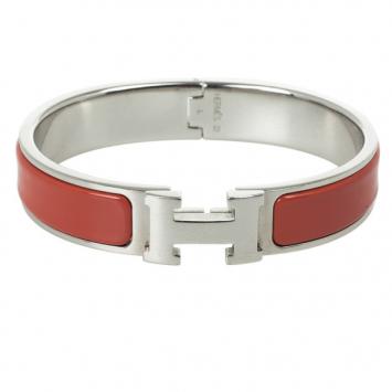 Hermes Clic H Orange Enamel Bracelet