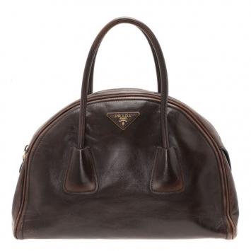 Prada Brown Leather Dome Bag
