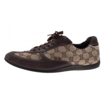 Gucci Guccissima Canvas and Leather Sneakers Size 38.5