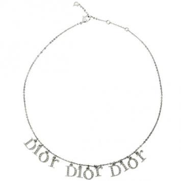 Christian Dior Signature Rhinestones Pendants Necklace