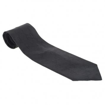 Pre Owned Gucci Black 'GG' Monogram Silk Tie