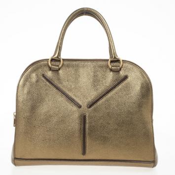 Yves Saint Laurent Metallic Bronze Leather Sac 32 Tote Bag