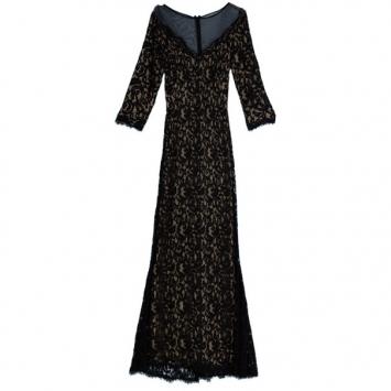 Tadashi Shoji Monochrome Lace Gown L