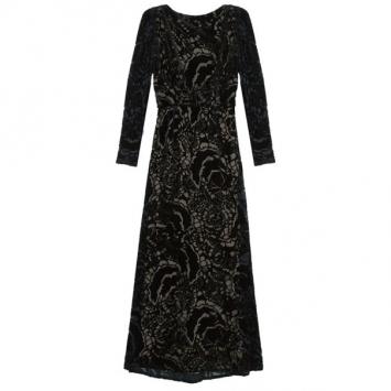 Tadashi Shoji Soft Velvet Embroidered Gown S
