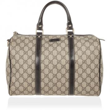 Gucci Monogram Brown Trim Boston Bag