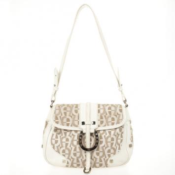 Aigner White Monogram Shoulder Bag