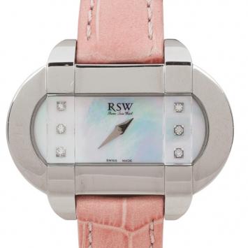 Rama Swiss Watch 6900 Mother of Pearl SS Leather Womens Wristwatch 42 MM
