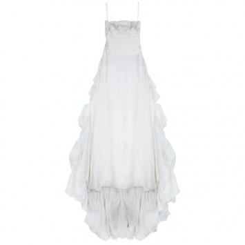 Reem Acra Satin Organza Wedding Dress M