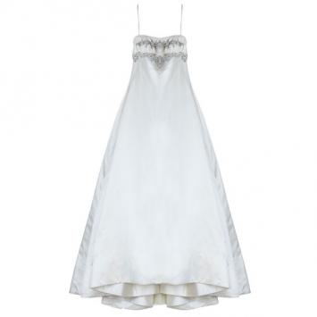 Reem Acra Embellished Ruched Wedding Dress L