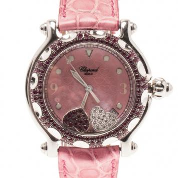 Chopard Pink Stainless Steel Chopard Happy Hearts Women's Wristwatch 38MM