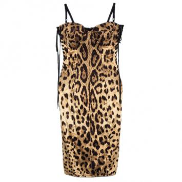 Dolce and Gabbana Leopard Print Corset Dress M
