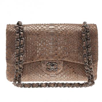 Chanel Gold Python Jumbo Double Flap Bag