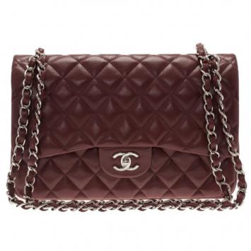 Chanel Burgundy Caviar Jumbo Double Flap Bag