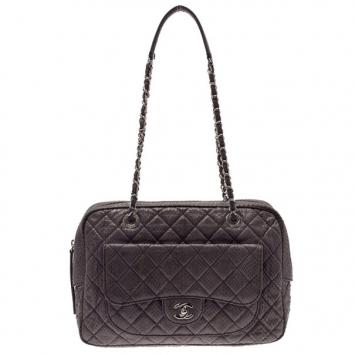 Chanel Purple Python Front Pocket Shoulder Bag